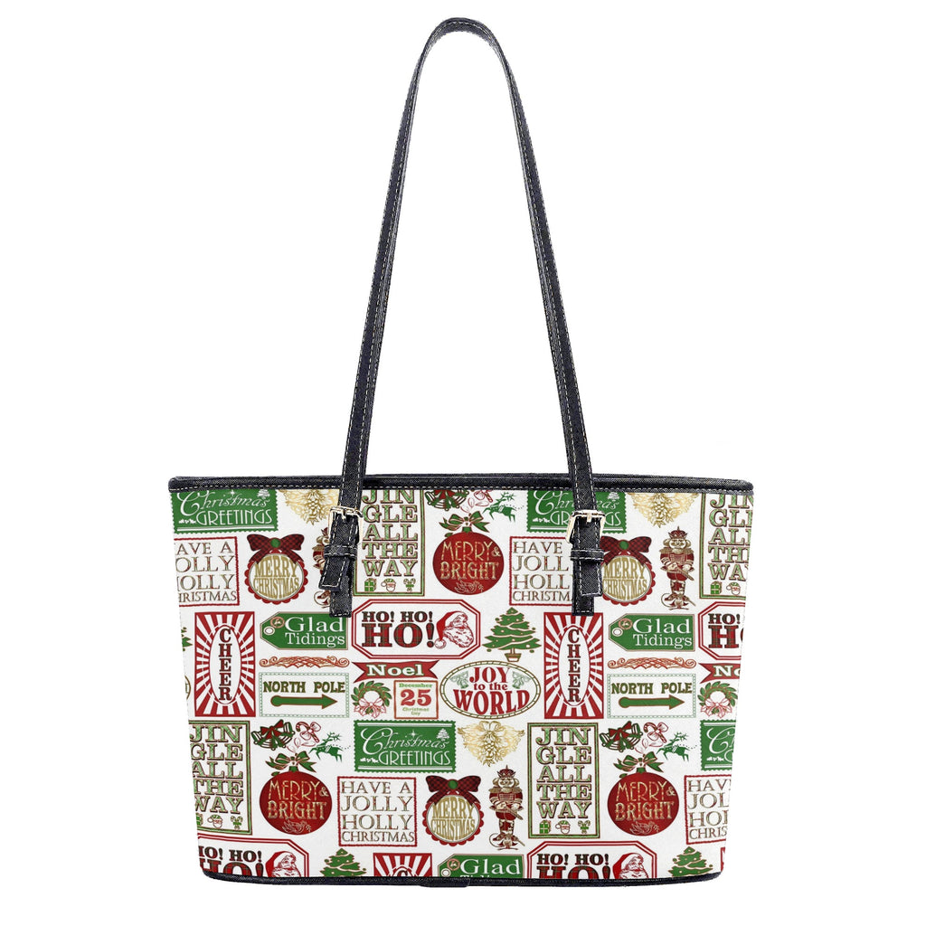 Vintage Christmas Handbag, Holiday Tote Bag with Festive Text Print, Christmas Cheer Purse, Merry Bright Accessory Gift