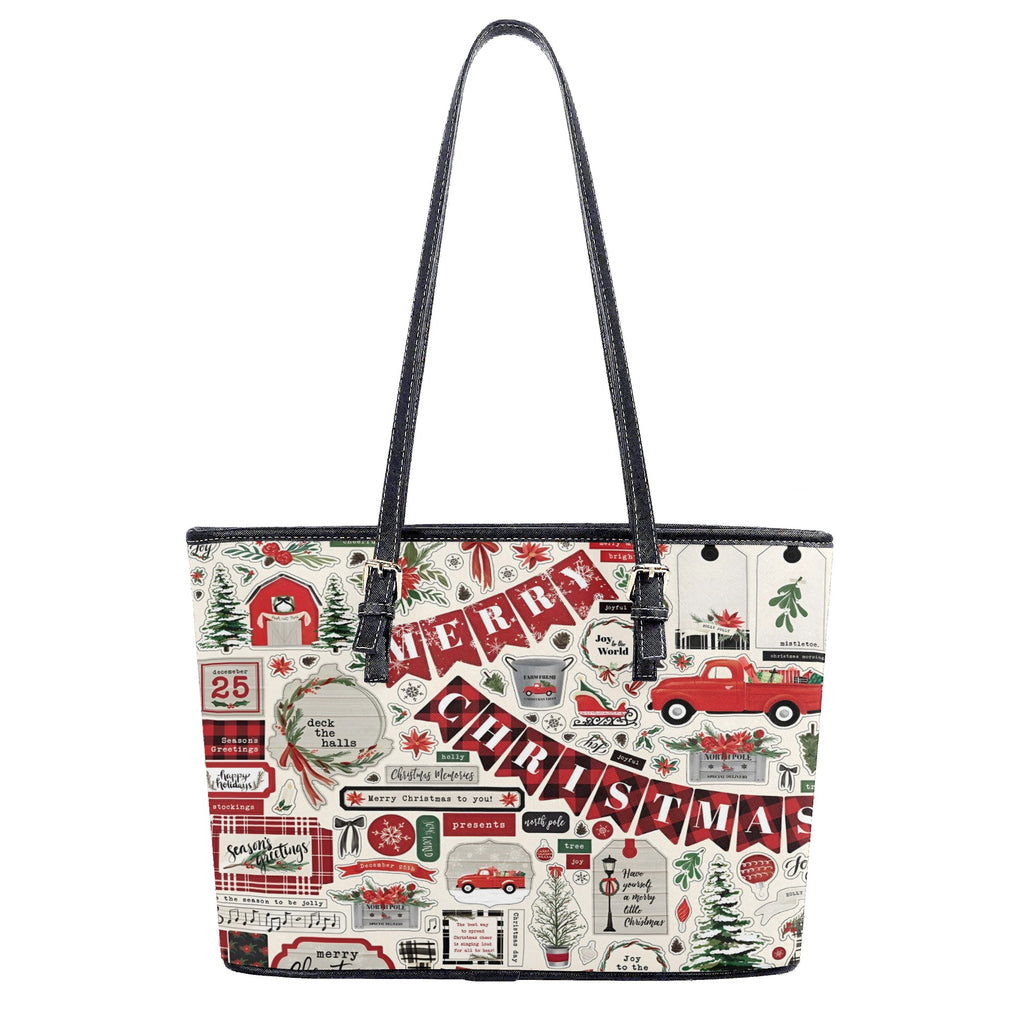 Merry Christmas Handbag, Red Truck Holiday Tote Bag, Festive Winter Purse, Christmas Tree Bag, Holiday Outfit Accessory