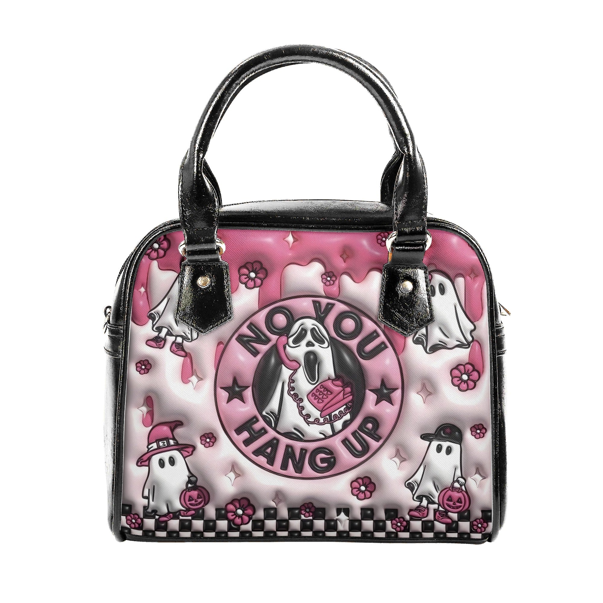 Personalized Cute Pink Ghost Halloween Handbag, "No You Hang Up" Purse, Spooky Cute Trick or Treat Bag, Custom Gifts for Halloween