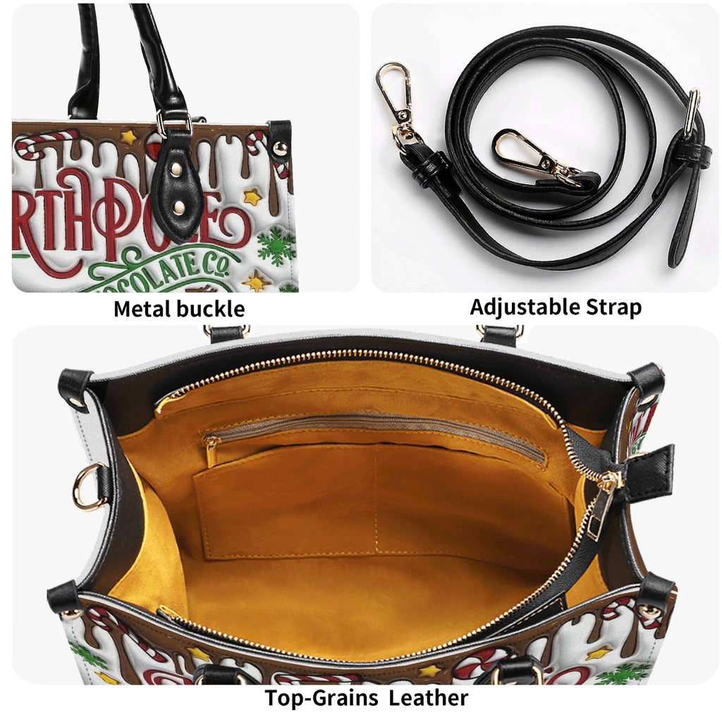 North Pole Hot Chocolate Handbag, Christmas Themed Purse, Festive Holiday Tote Bag, Gingerbread & Cocoa Design, Winter Gift Bag