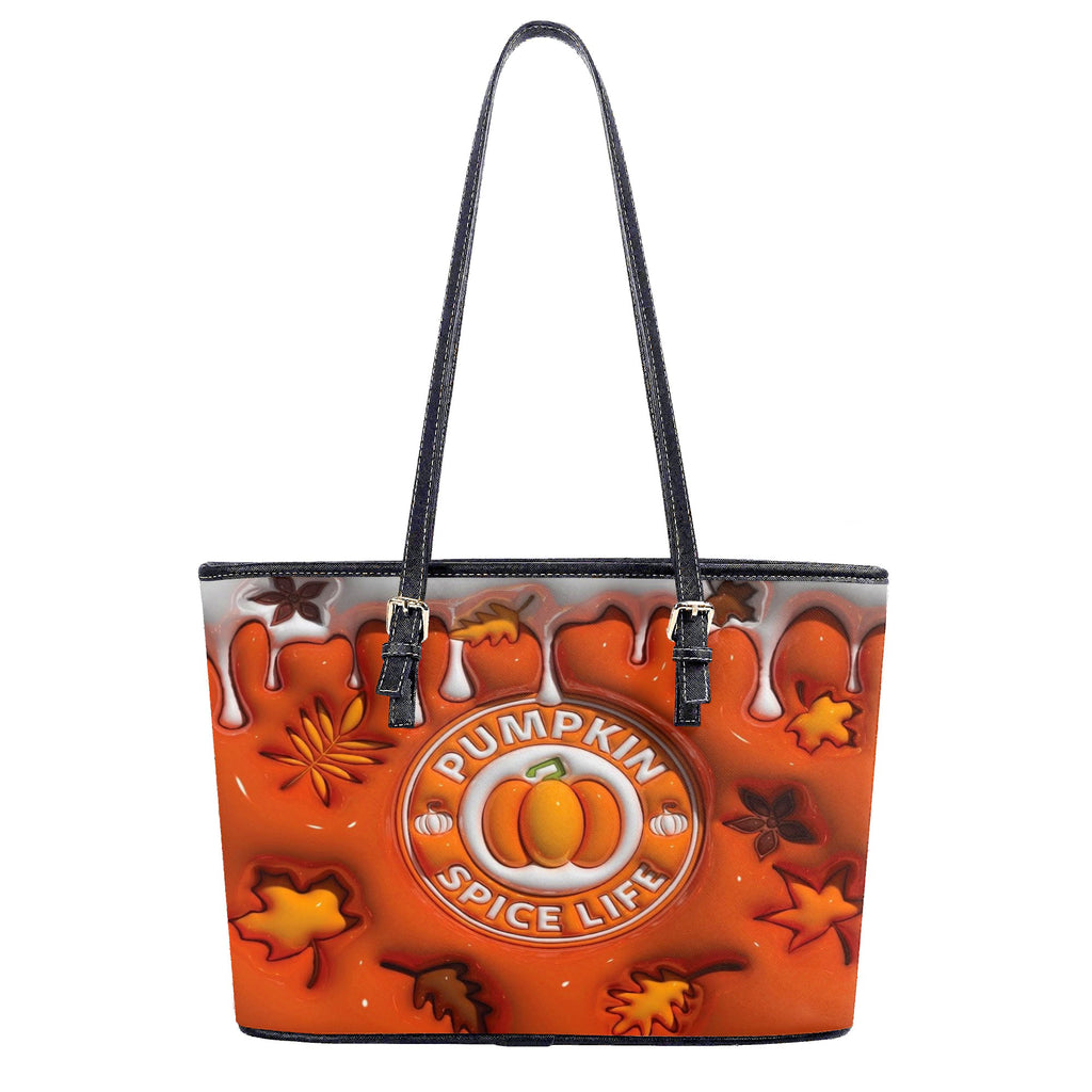 Personalized Pumpkin Spice Handbag With Handle, Cute Fall Purse, Autumn Leaf Bag, Pumpkin Spice Life Tote, Custom Gifts Halloween