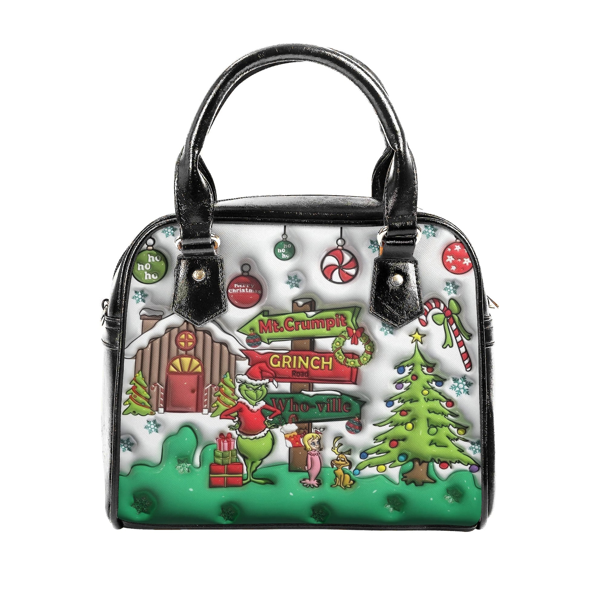 Christmas Village Handbag, Festive Holiday Tote, Cozy Winter Purse, Christmas Party Shoulder Bag Gift