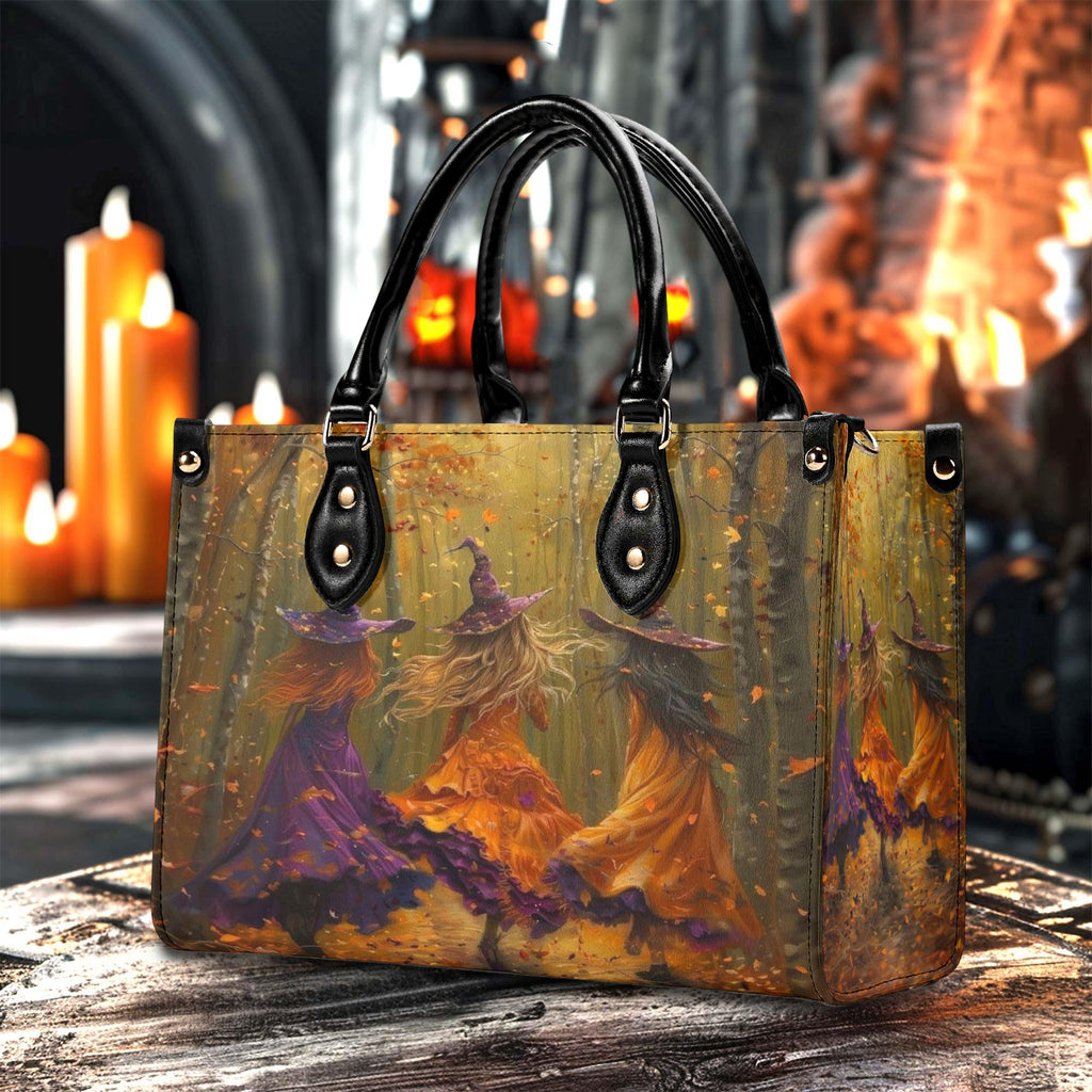 Personalized Witch Handbag, Custom Autumn Dance Tote, Halloween Witch Purse, Spooky Forest Fall Bag for Her, Custom Gifts for Halloween