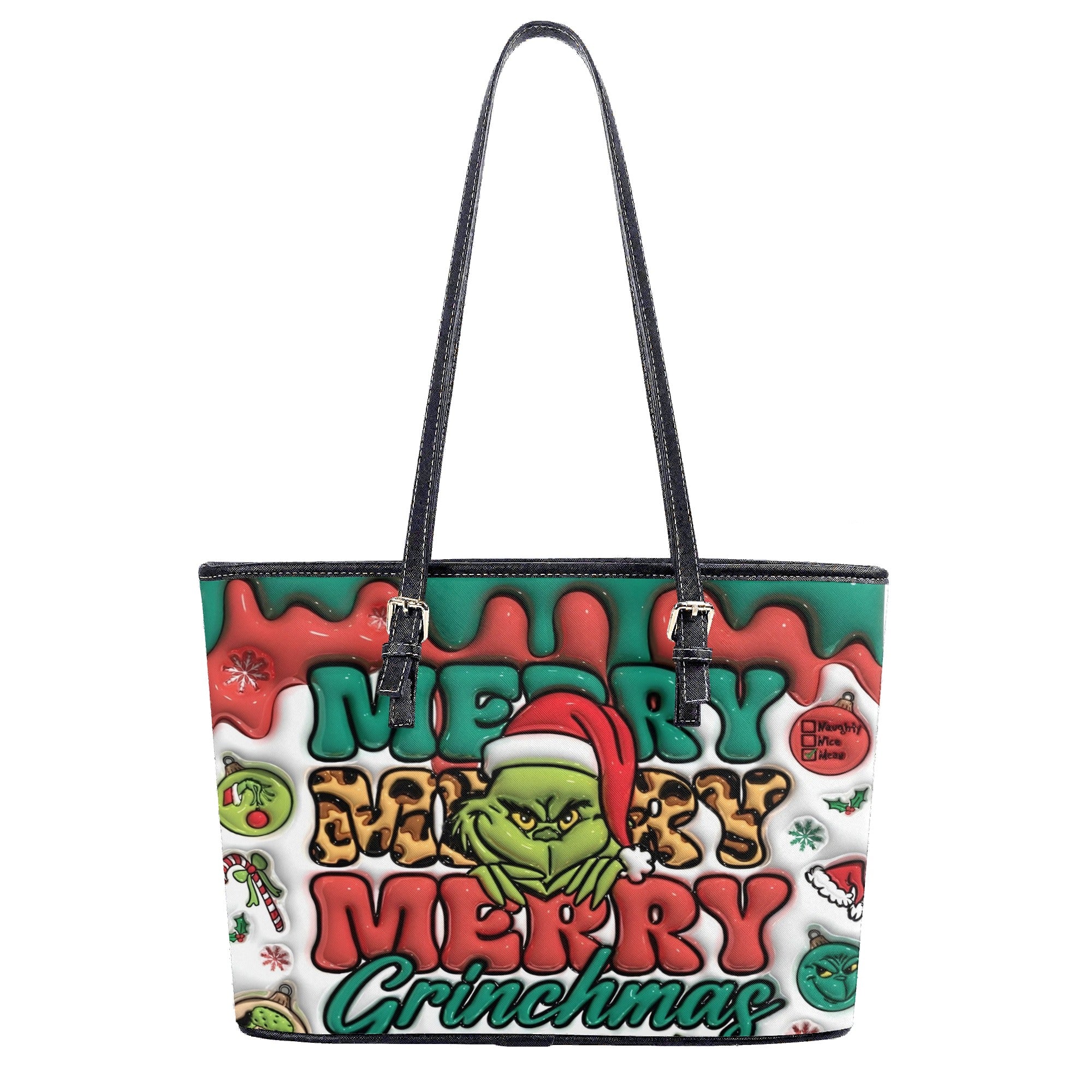 Merry Christmas Handbag, Festive Holiday Tote Bag, Cute Cartoon Purse, Winter Seasonal Gift Bag
