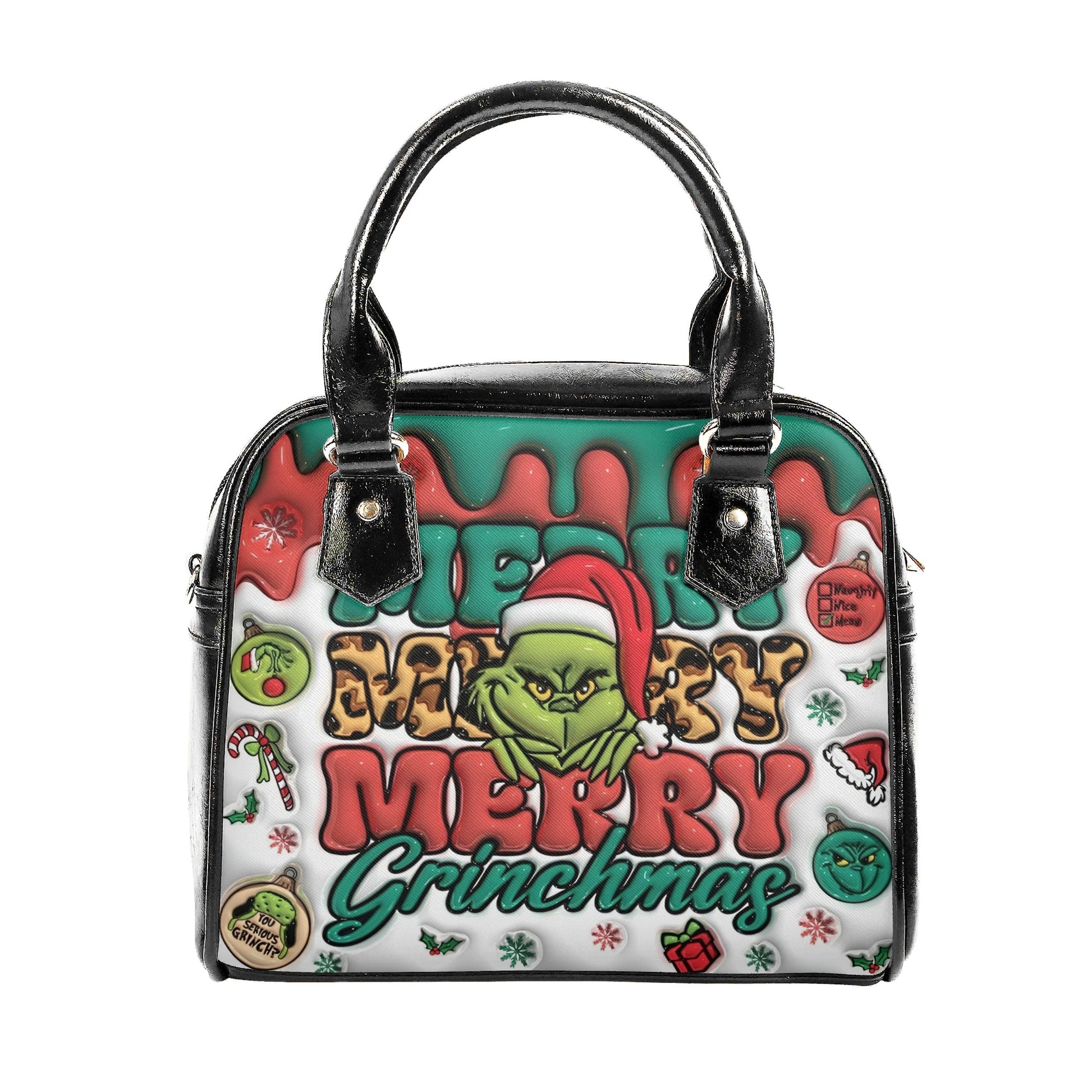 Merry Christmas Handbag, Festive Holiday Tote Bag, Cute Cartoon Purse, Winter Seasonal Gift Bag