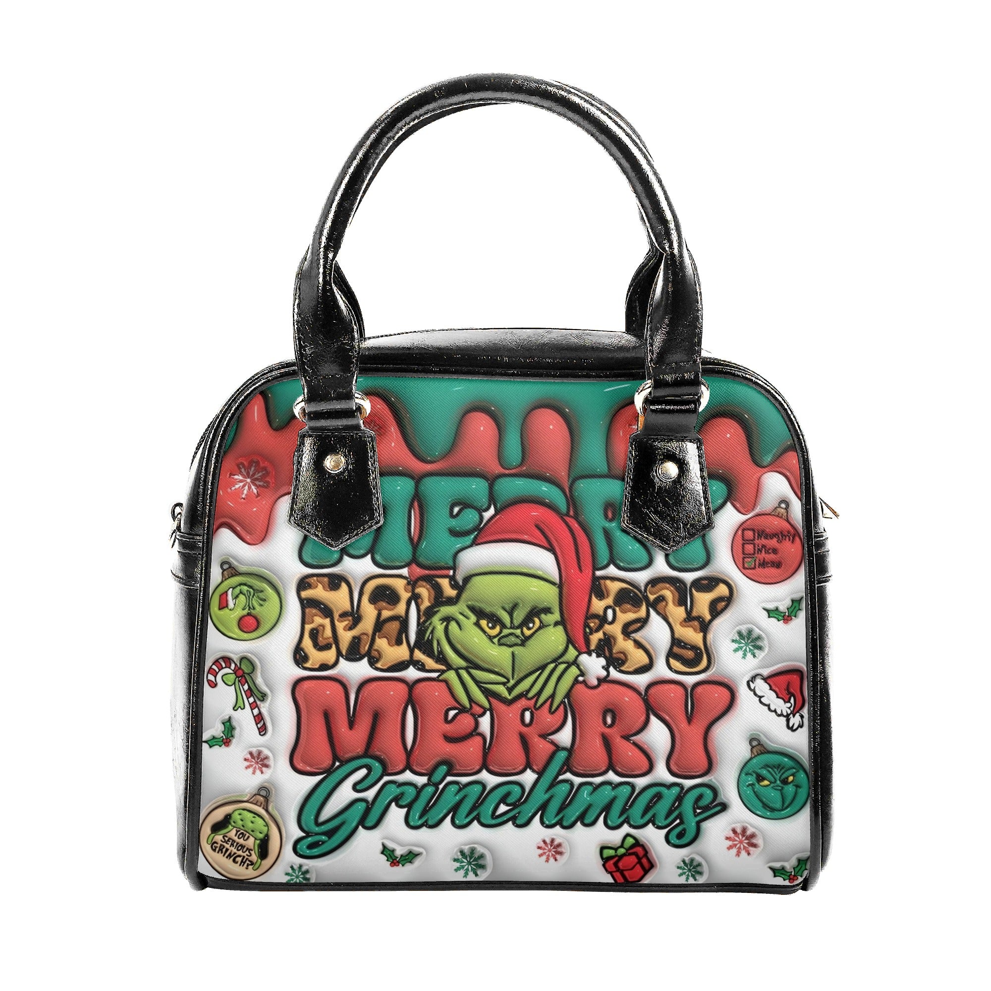 Merry Christmas Handbag, Festive Holiday Tote Bag, Cute Cartoon Purse, Winter Seasonal Gift Bag