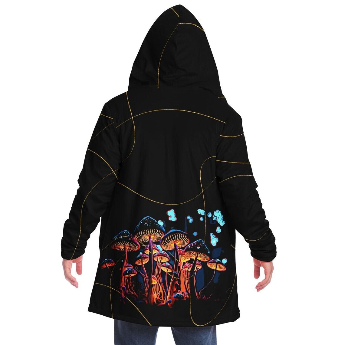 Mushroom Cloak rave cloak with hood and pockets cloak festival cloak, warm rave clothes, warm rave cloak, hooded rave cloak festival