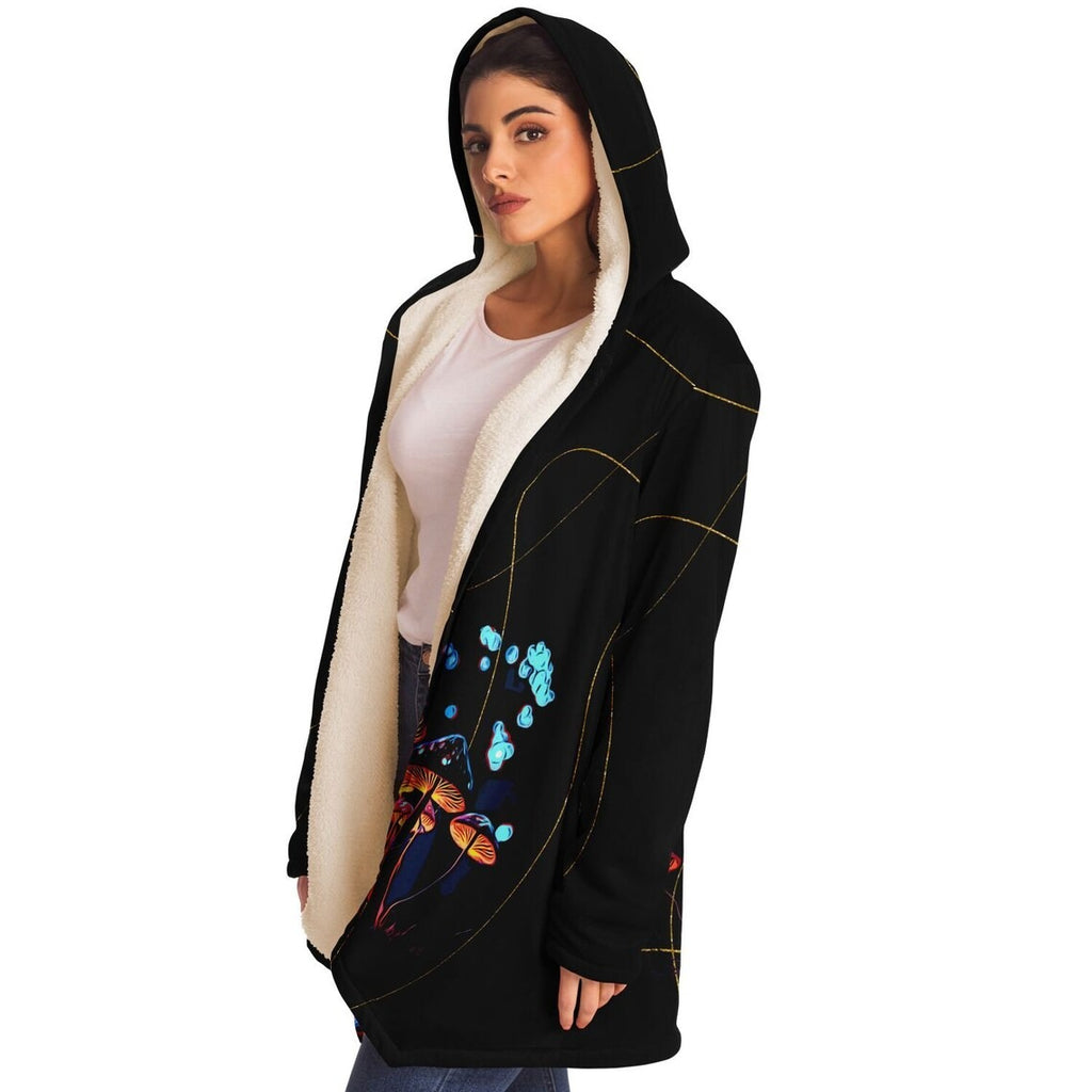 Mushroom Cloak rave cloak with hood and pockets cloak festival cloak, warm rave clothes, warm rave cloak, hooded rave cloak festival
