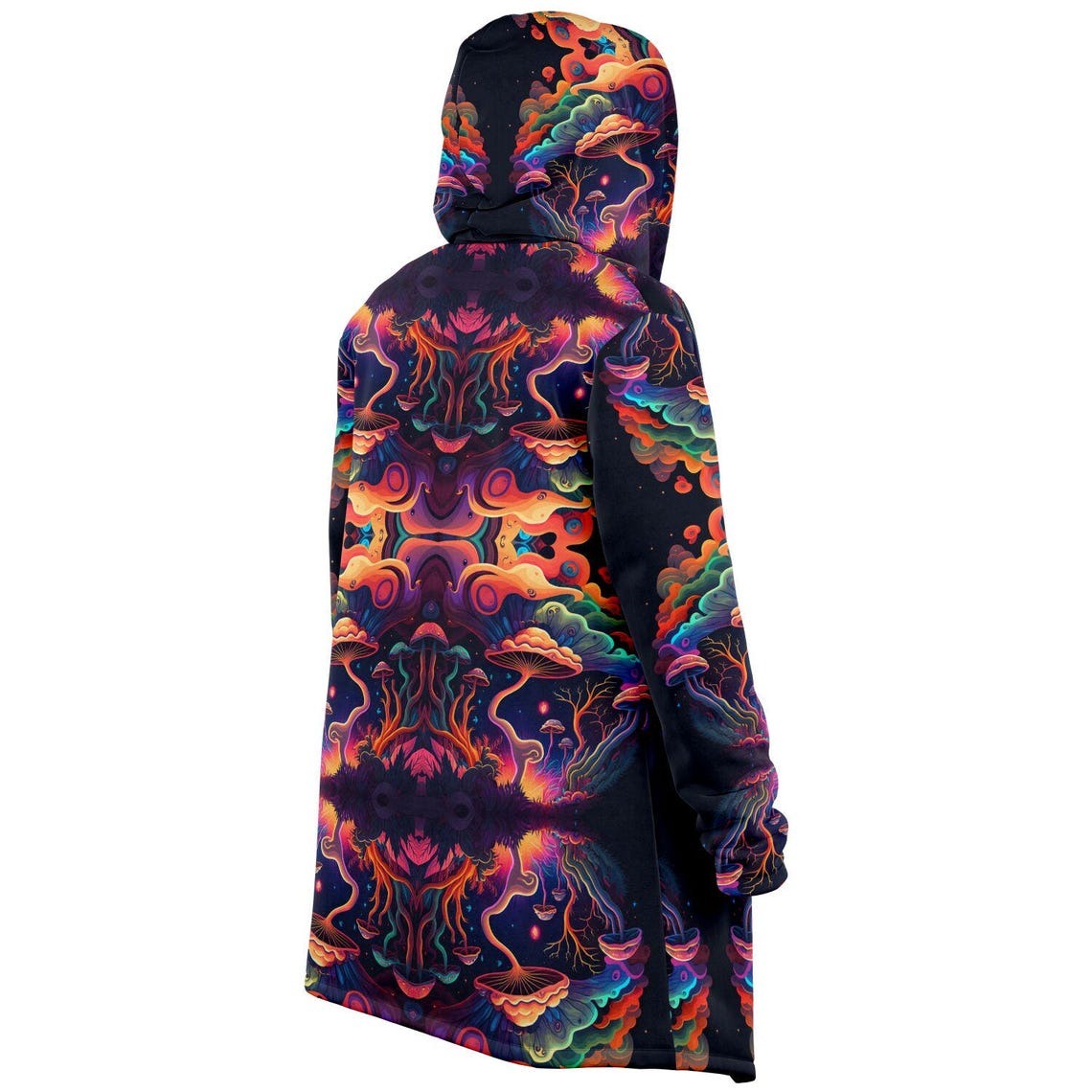 Psychedelic Magic Mushrooms Trippy Printed Microfleece Jacket, Printed Hoodie,Trippy Cloak, Gift for Him, Unique Christmas Birthday Gifts