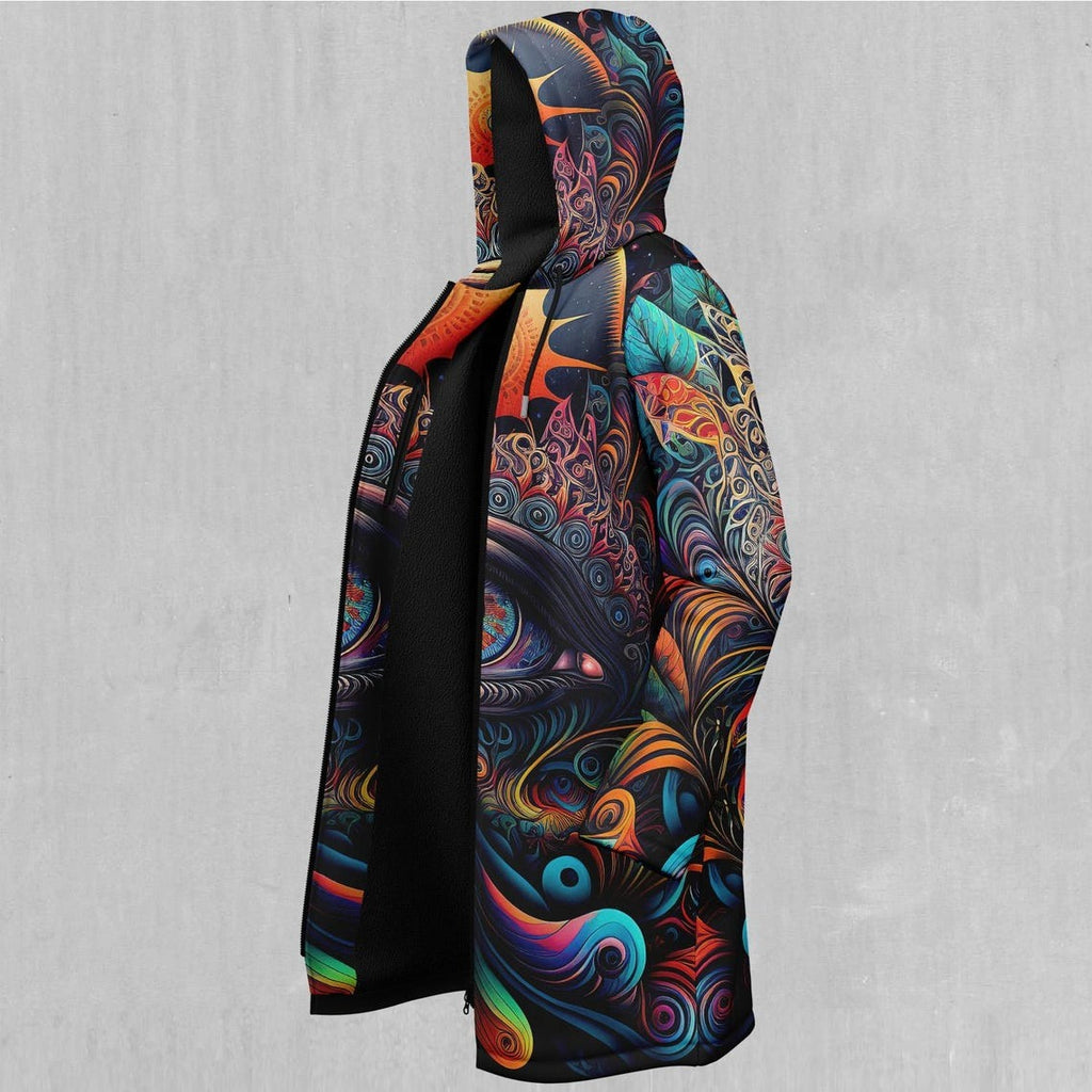 Cosmic Eye Psychedelic Mandala Abstract EDM Rave Festival Sherpa Lined Hooded Cloak
