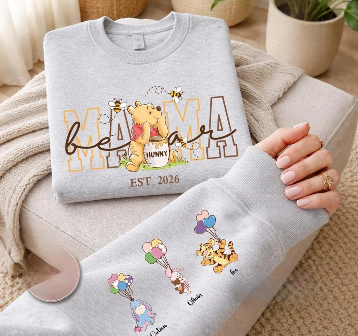 Mama Bear Shirt, Personalized with Kids Names, Custom Mom Sweatshirt Est 2026, Mother’s Day Gift