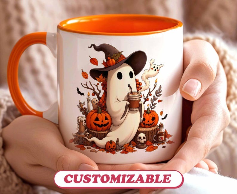 Halloween Mug Personalized Gift, Custom Mug Birthday Gift, Ghost Mug, Spooky Mug, Fall Coffee Mug, Pumpkin Mug Gift, Coffee Tea Lovers Gift