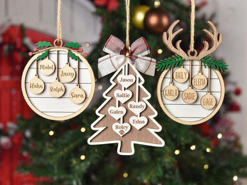 2025 Family Christmas Tree Ornament, Custom Wooden Family Christmas Ornament, Engraved Ornament, Christmas Gift, Personalized Holiday Ornament