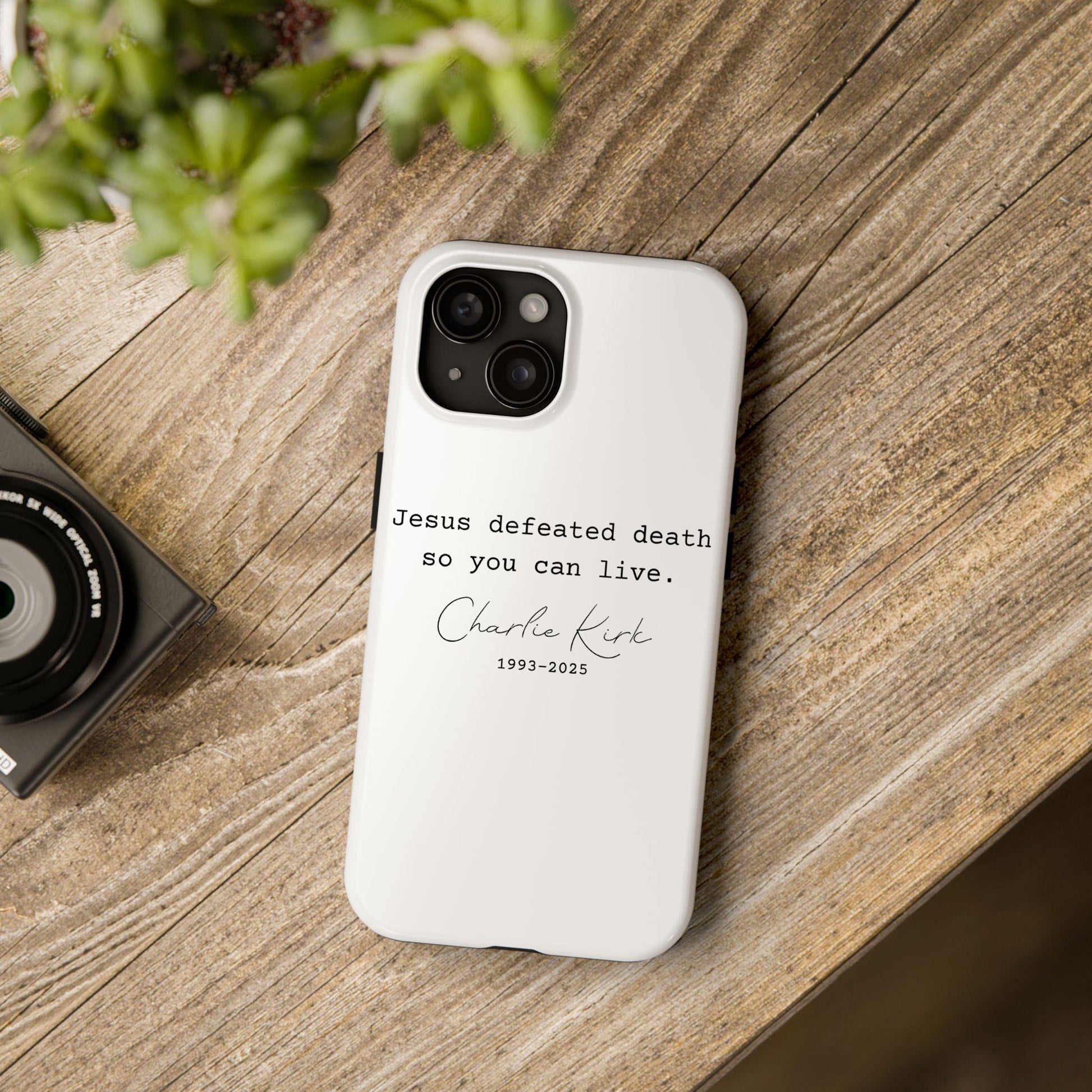 Jesus defeated death so you can live Phone Case, Charlie Kirk Quotes Phone Case, In Loving Memory, Free Speech Activist Tribute, Conservative Patriot Memorial Freedom Defender Cover
