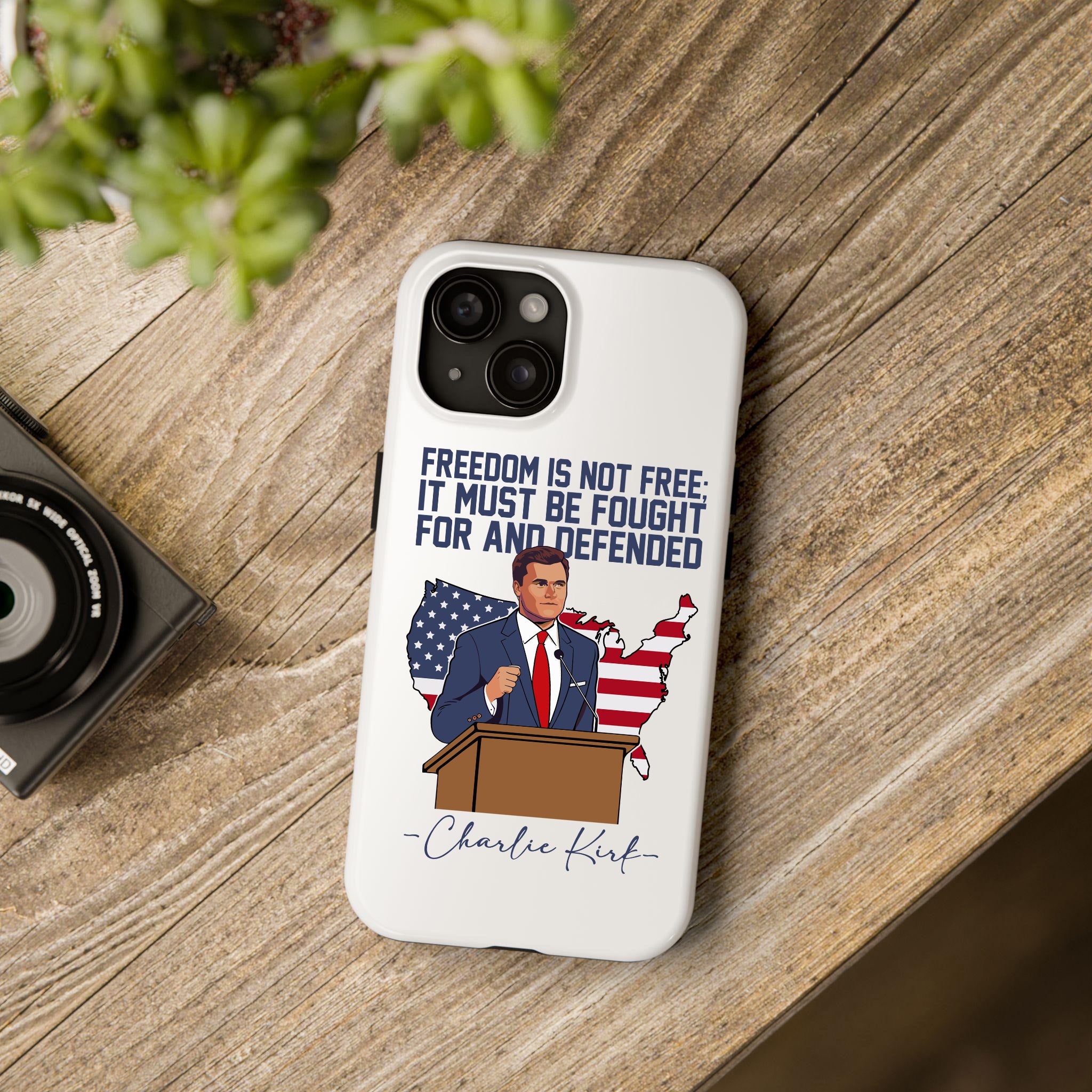 Freedom Is Not Free Quotes Phone Case, Charlie Kirk Quotes Phone Case, In Loving Memory, Free Speech Activist Tribute, Conservative Patriot Memorial Freedom Defender Cover