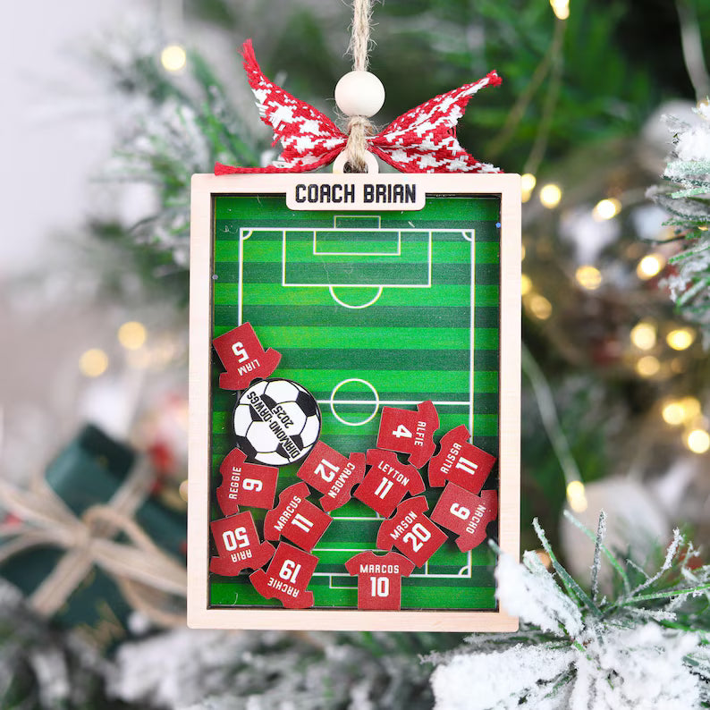 Personalized Soccer Coach Ornament Soccer Field 4D Christmas Gift for Coach