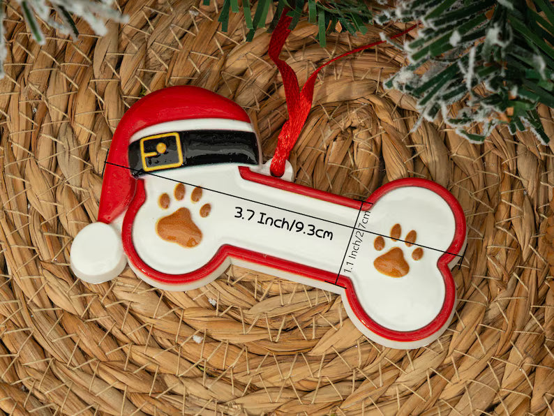 Custom Dog Paw Christmas Ornament, Personalized Pet Bone Decoration, New Puppy Gift 2025 for Dog Lovers