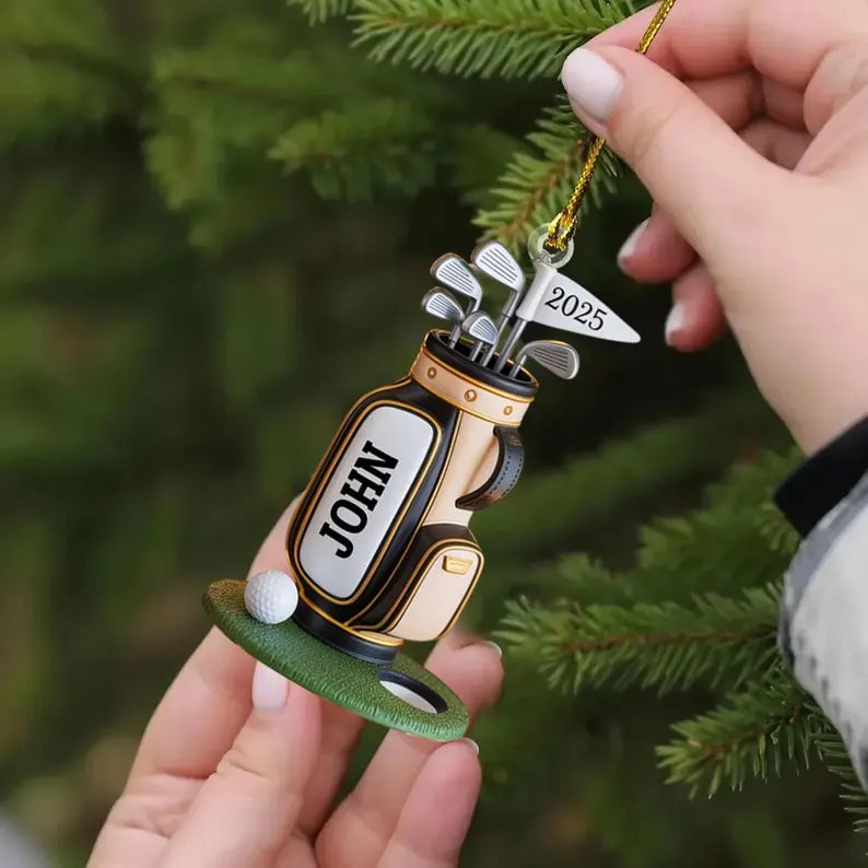 Personalized Ornament Golf Bag , Custom Name Golf Lover Christmas Ornament 2025, Gift for Golf Dad, Gift For Pro Golfer, Golf Club Gift 2025