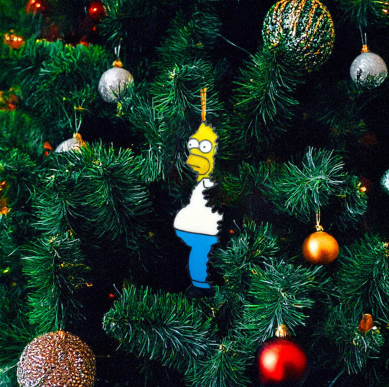 Homer Simpson Christmas Ornament Set Funny Meme Holiday Decoration