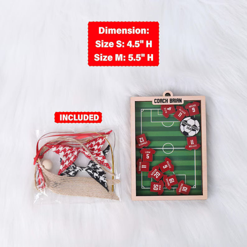 Soccer Field Coach Ornament Shaker 4D , Personalized Soccer Coach Christmas Gift, Coach Sign W Players Names, Soccer Gifts for Team Christmas