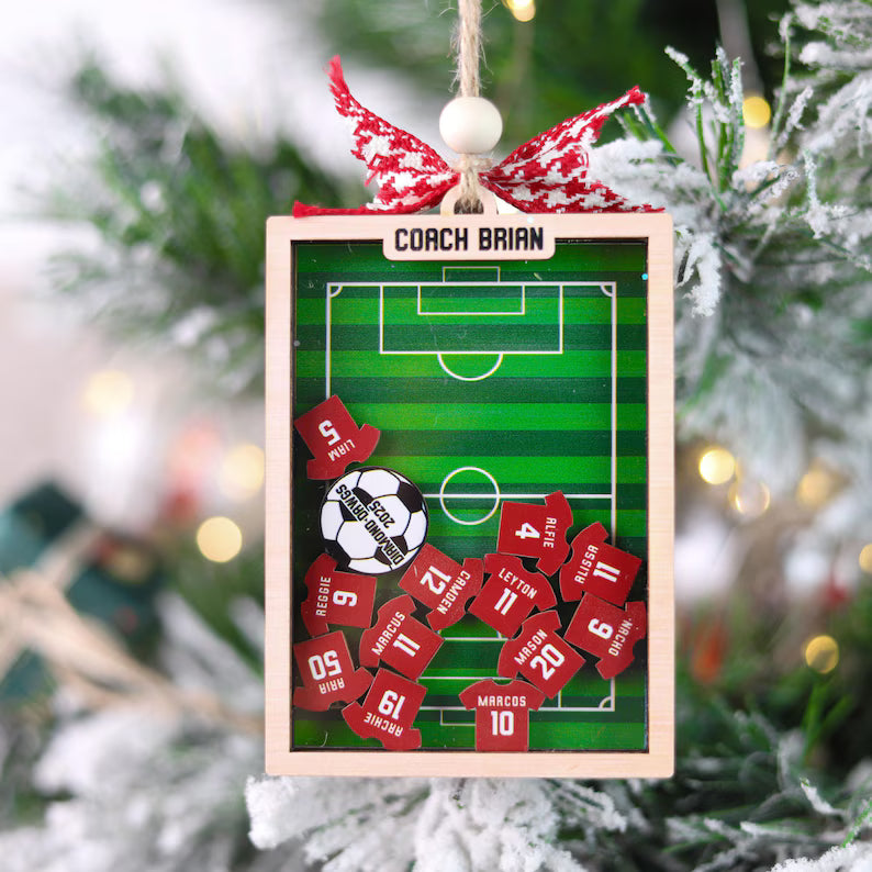 Personalized Soccer Coach Ornament Soccer Field 4D Christmas Gift for Coach
