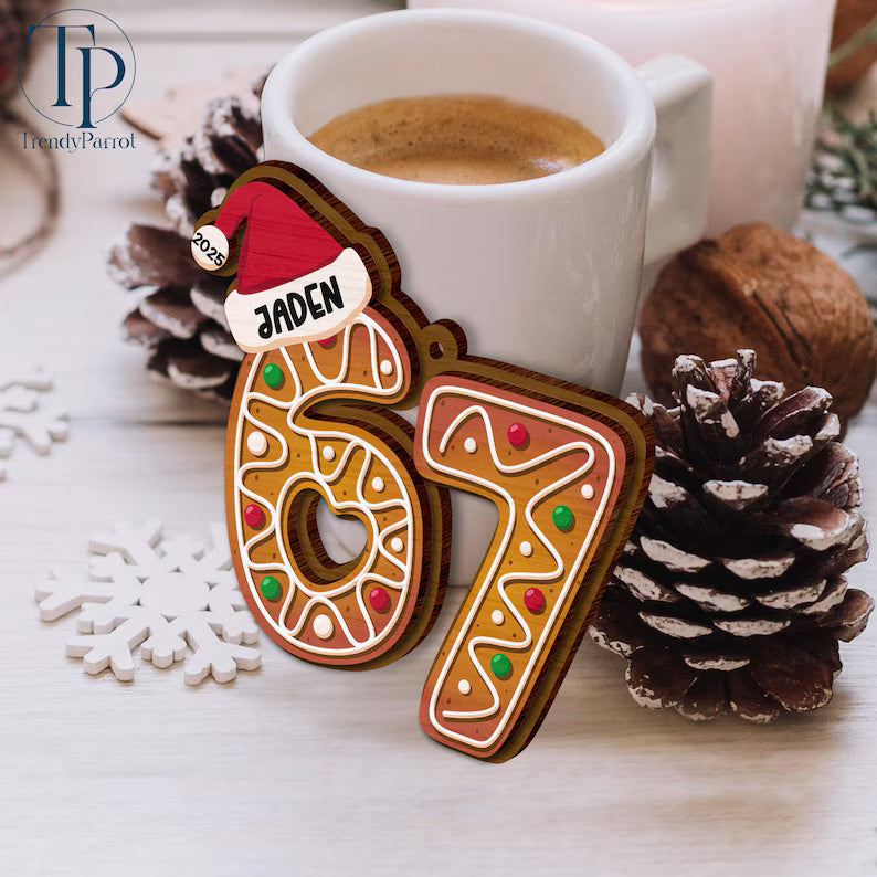 Custom Six Seven Ornament, Teen Slang Ornament, Funny Teenager Ornament, 67 Six Seven Ornament, Gen Z Teenager Tween Ornament, Boy Christmas