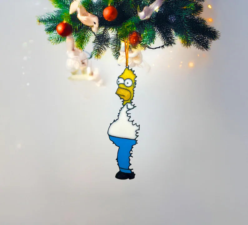 Homer Simpson Christmas Ornament Set Funny Meme Holiday Decoration