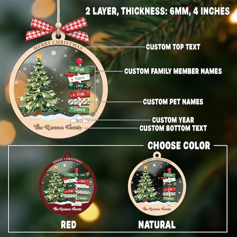 Family Name Ornaments Christmas Tree , Personalized Family Name Ornament, Christmas Tree Ornament Family Names 2025, Grandkids Names Keepsake