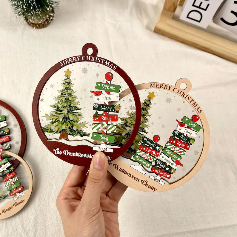 Family Name Ornaments Christmas Tree , Personalized Family Name Ornament, Christmas Tree Ornament Family Names 2025, Grandkids Names Keepsake