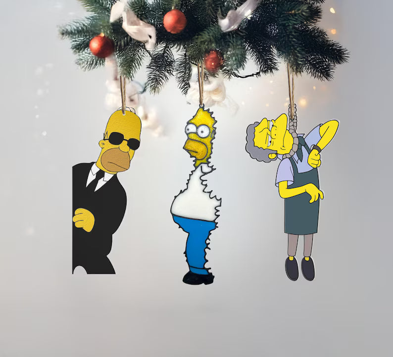 Homer Simpson Christmas Ornament Set Funny Meme Holiday Decoration