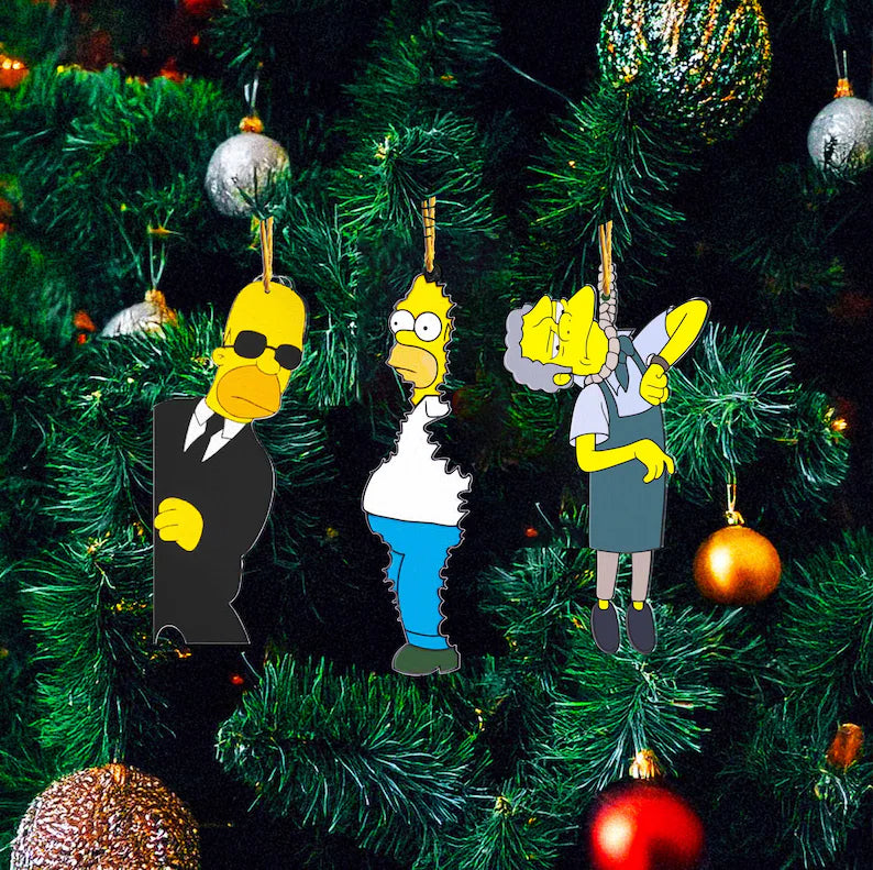 Homer Simpson Christmas Ornament Set Funny Meme Holiday Decoration
