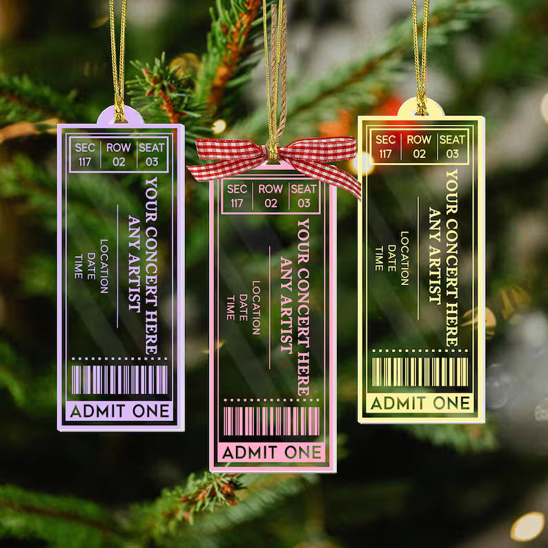 Personalized Favorite Ornament Concert Ticket Acrylic : Music Lovers Gift