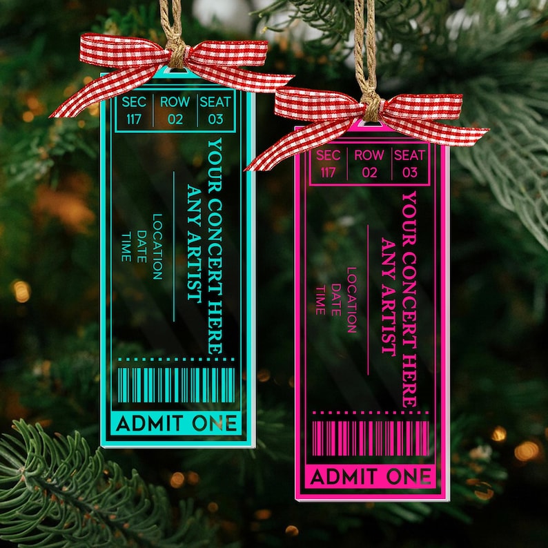 Personalized Favorite Ornament Concert Ticket Acrylic : Music Lovers Gift