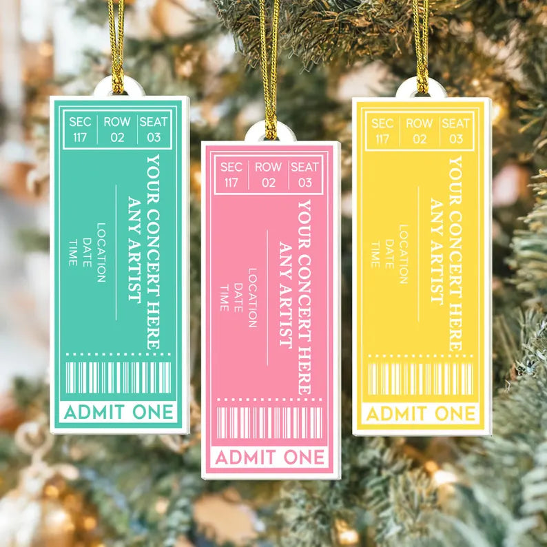 Personalized Favorite Ornament Concert Ticket Acrylic : Music Lovers Gift