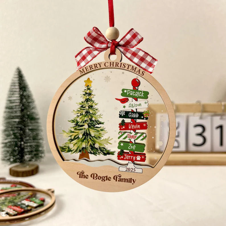 Family Name Ornaments Christmas Tree , Personalized Family Name Ornament, Christmas Tree Ornament Family Names 2025, Grandkids Names Keepsake