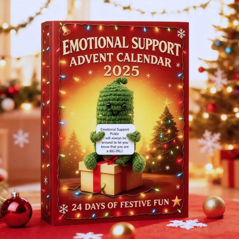 Emotional Support Advent Calendar 2025, Cute Plush Veggie Mini Toys, 24 Days Stress Relief Gift Box, Funny Holiday Countdown Calendar