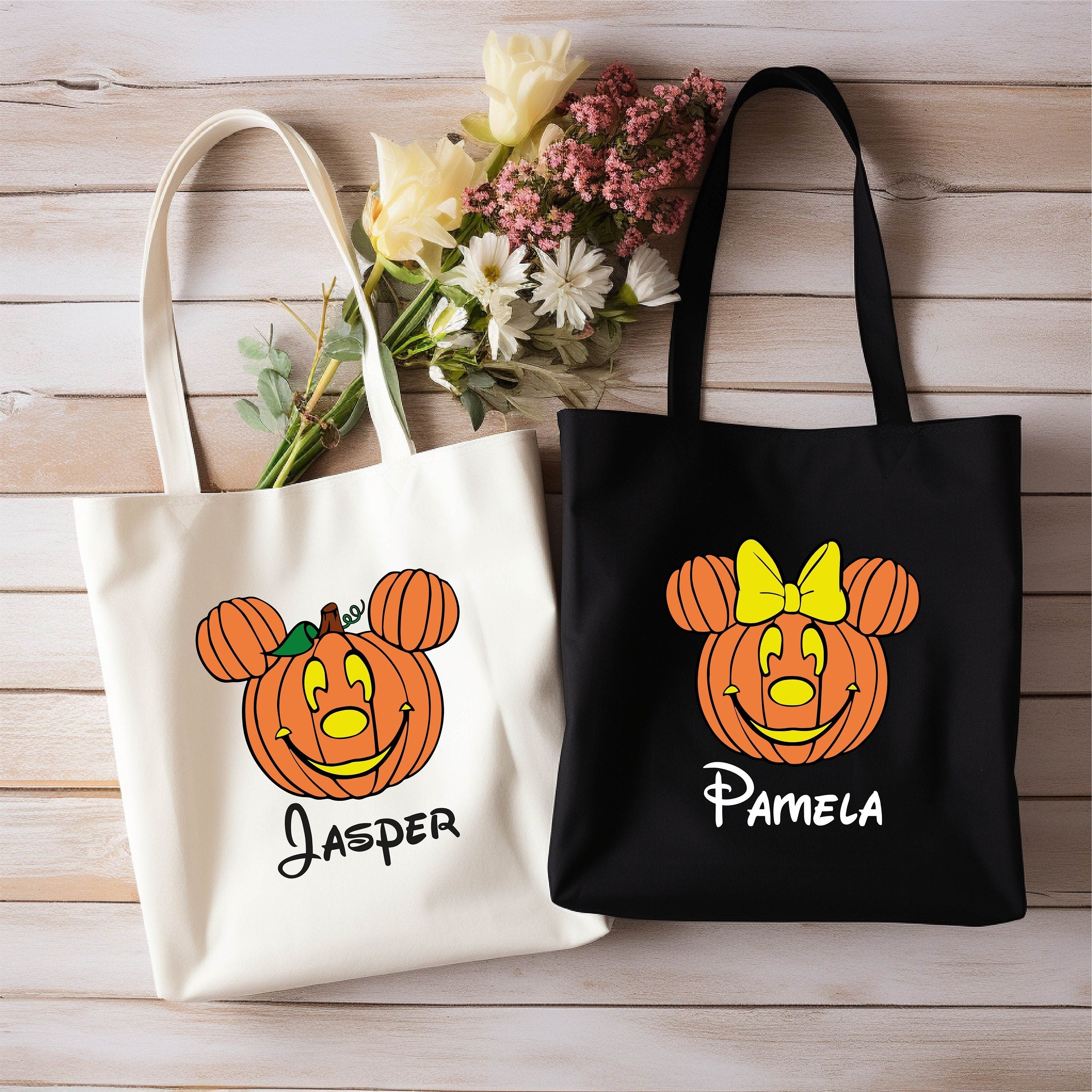 Custom Pumpkin Tote Bag, Trick or Treat Shopping Bag, Halloween Tote bag, Custom Name Tote Bag, Trick or Treat Personalized Bag