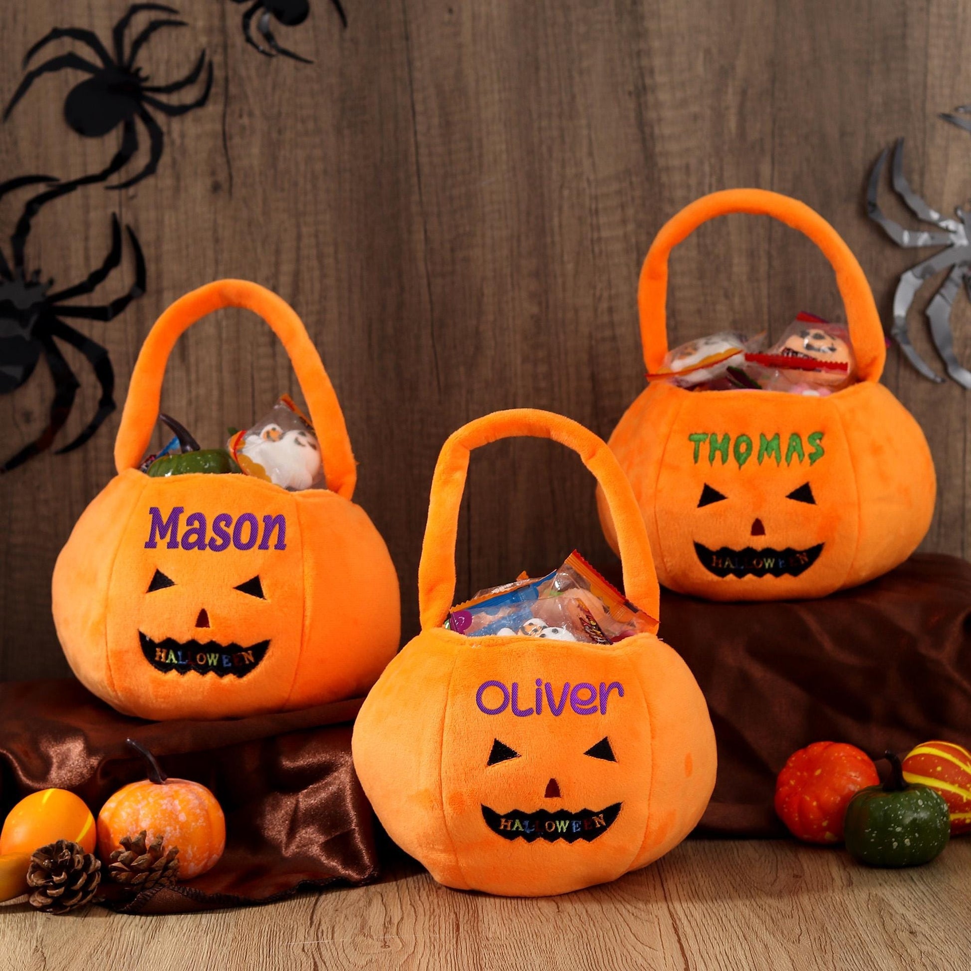 Personalized Halloween Basket, Custom Pumpkin Bucket with Name, Embroidered Trick or Treat Bag, Pumpkin Bucket for Kids, Gift for Child