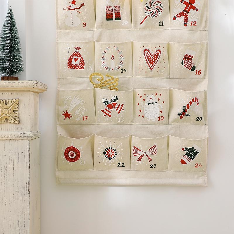 Personalized Fabric Advent Calendar, Christmas Countdown Wall Hanging, Reusable Holiday Decor, Gift Bag Pockets, Kids Advent Gift Idea