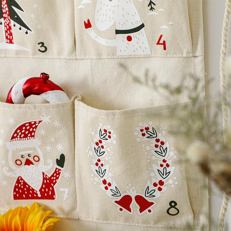 Personalized Fabric Advent Calendar, Christmas Countdown Wall Hanging, Reusable Holiday Decor, Gift Bag Pockets, Kids Advent Gift Idea