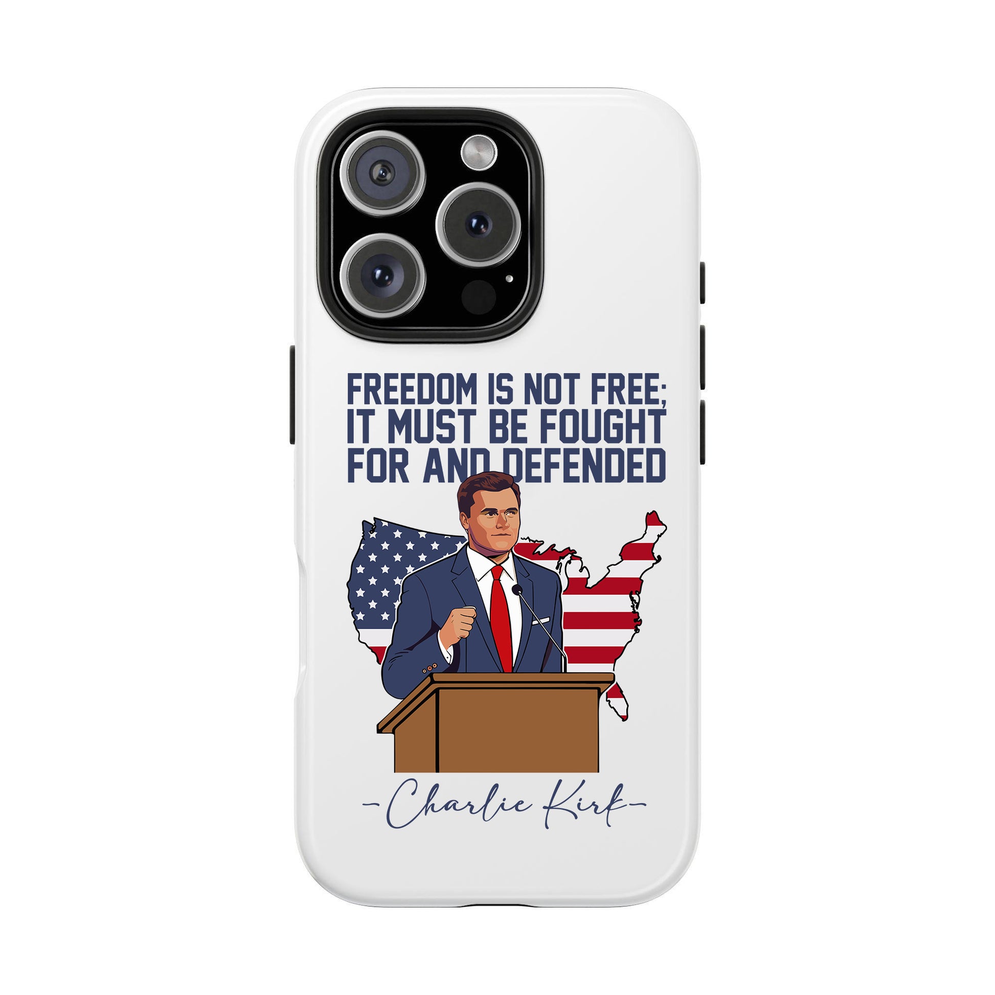 Freedom Is Not Free Quotes Phone Case, Charlie Kirk Quotes Phone Case, In Loving Memory, Free Speech Activist Tribute, Conservative Patriot Memorial Freedom Defender Cover