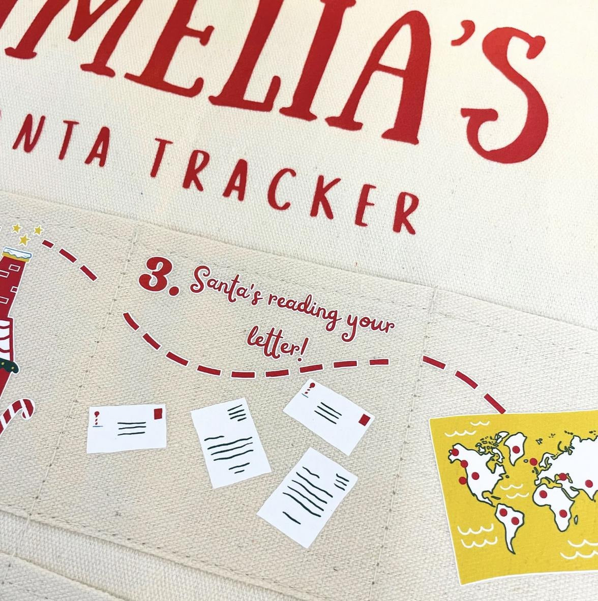 Personalized Santa Tracker Advent Calendar, Fabric Christmas Countdown Wall Hanging, Kids Holiday Decor, Reusable Gift Idea