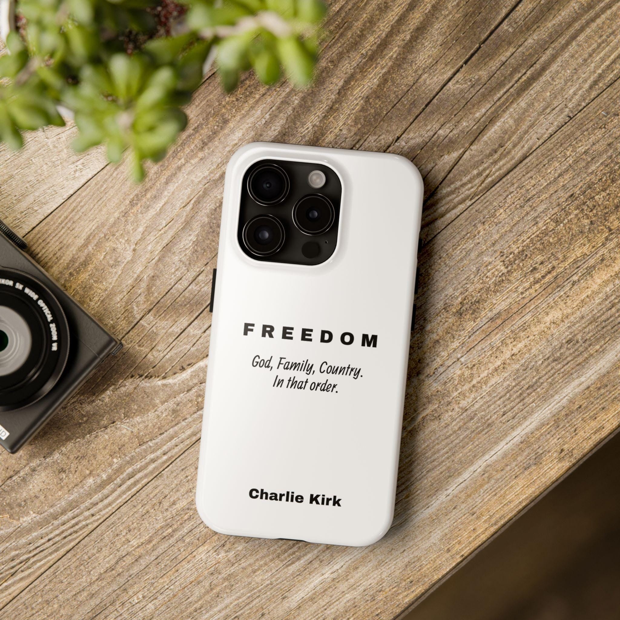 Phone Case with Charlie Kirk Quote, Freedom God, Family, Country In that Order, Tough Cases, American Flag Phone Cover
