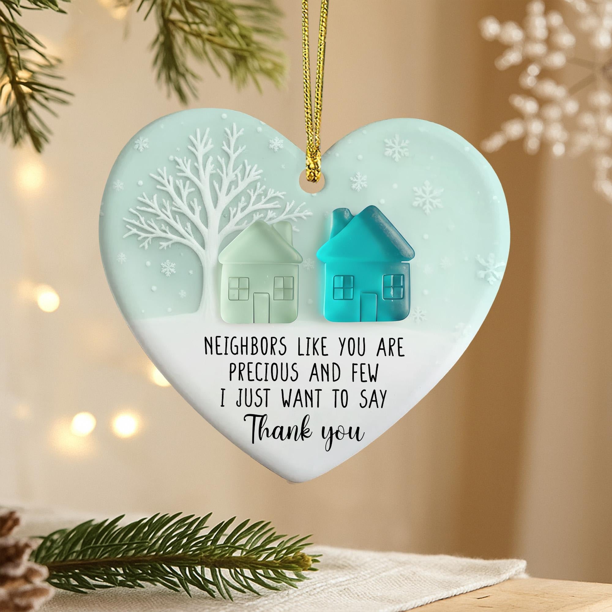 Personalized Neighbor Ornament, Custom Name Christmas Gift, Elegant Holiday Tree Decoration, Neighbor Gift