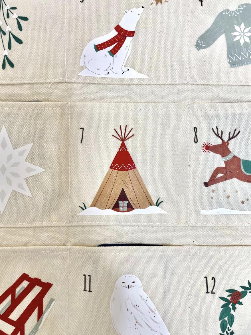 Personalized Fabric Advent Calendar, Forest Theme, Christmas Keepsake, Kids Holiday Decor, Reusable Gift Idea