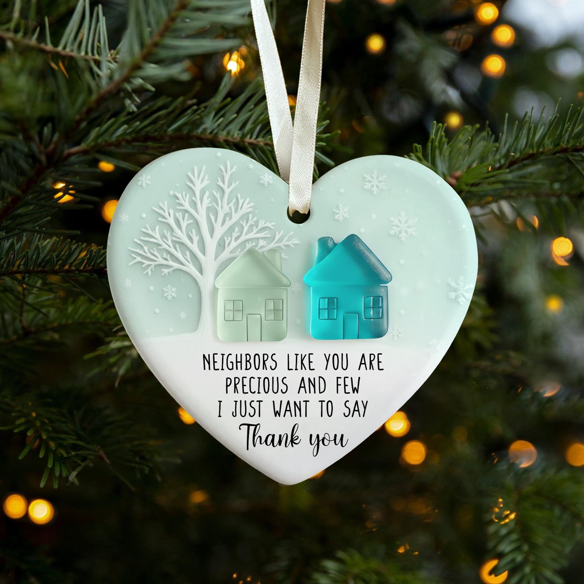 Personalized Neighbor Ornament, Custom Name Christmas Gift, Elegant Holiday Tree Decoration, Neighbor Gift