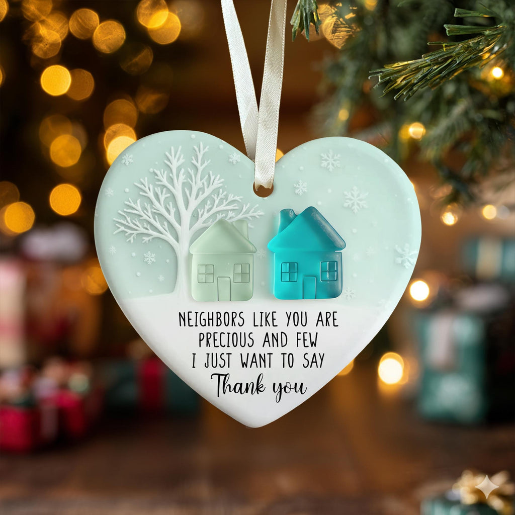 Personalized Neighbor Ornament, Custom Name Christmas Gift, Elegant Holiday Tree Decoration, Neighbor Gift