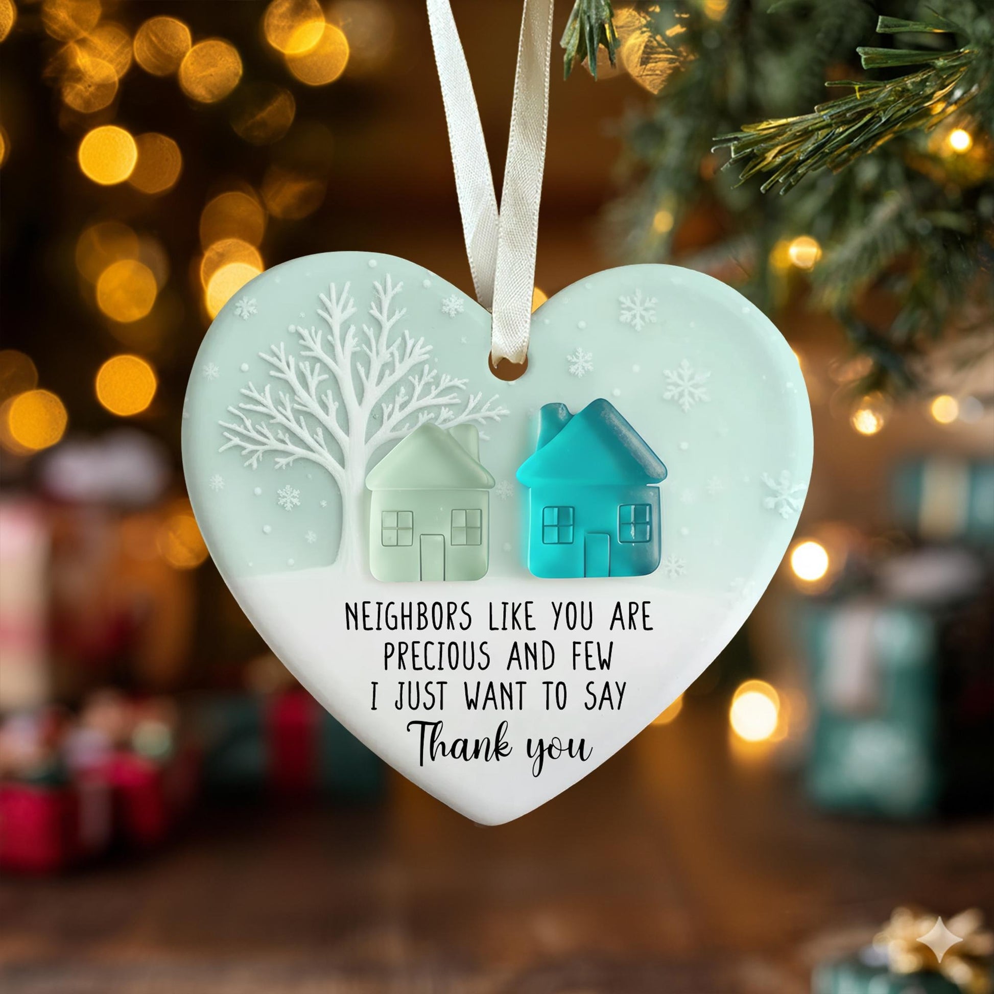 Personalized Neighbor Ornament, Custom Name Christmas Gift, Elegant Holiday Tree Decoration, Neighbor Gift