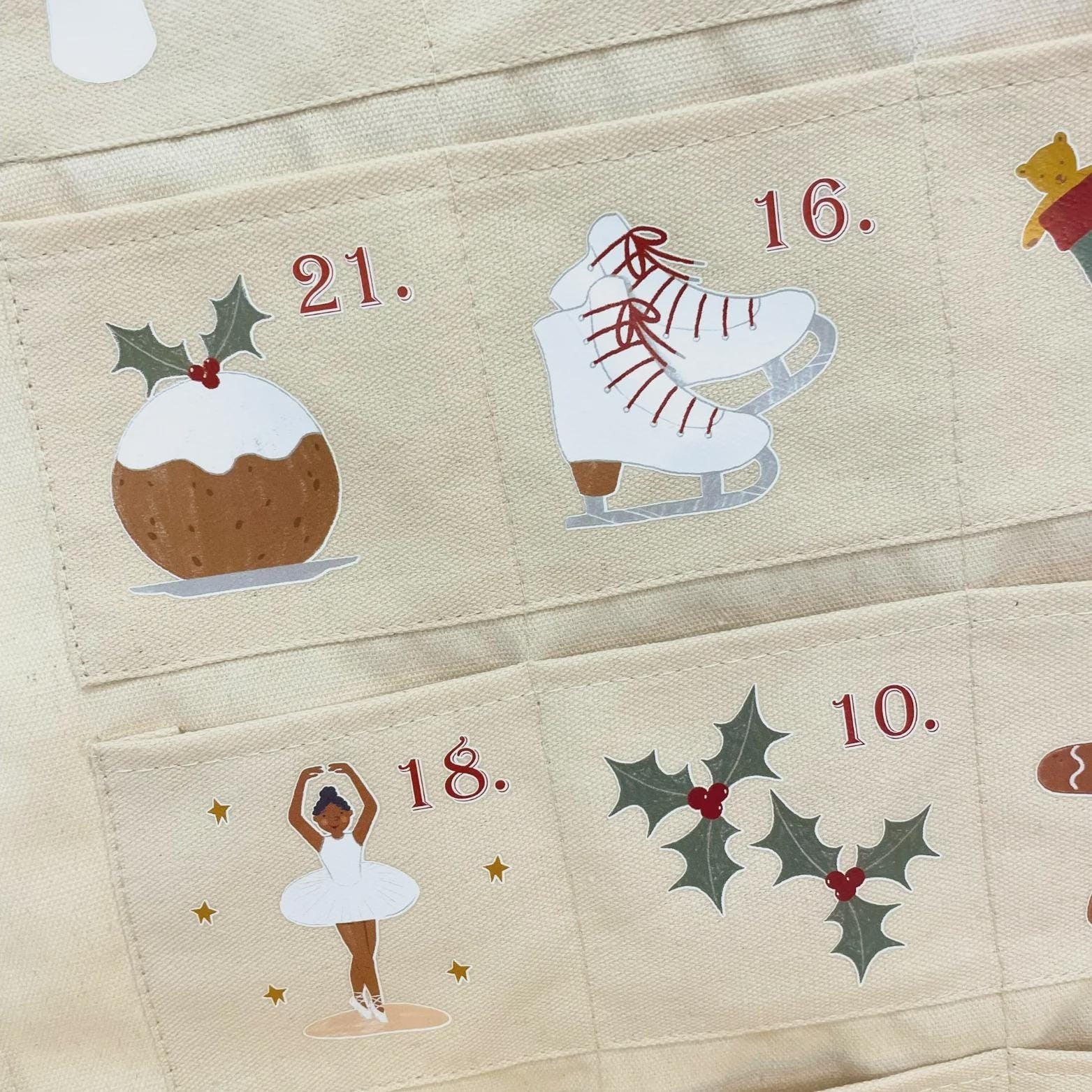 Personalized Christmas Countdown Advent Calendar, Custom Fabric Wall Hanging, 24 Pockets Holiday Decor, Kids Gift Idea
