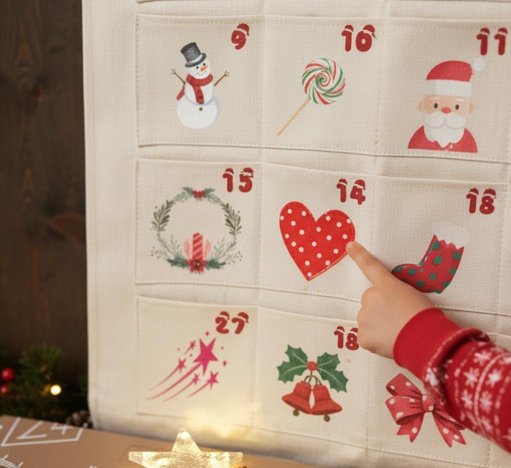 Personalized Fabric Advent Calendar, Christmas Countdown Wall Hanging, 24 Pocket Holiday Decor, Kids Gift Idea, Christmas For Kids